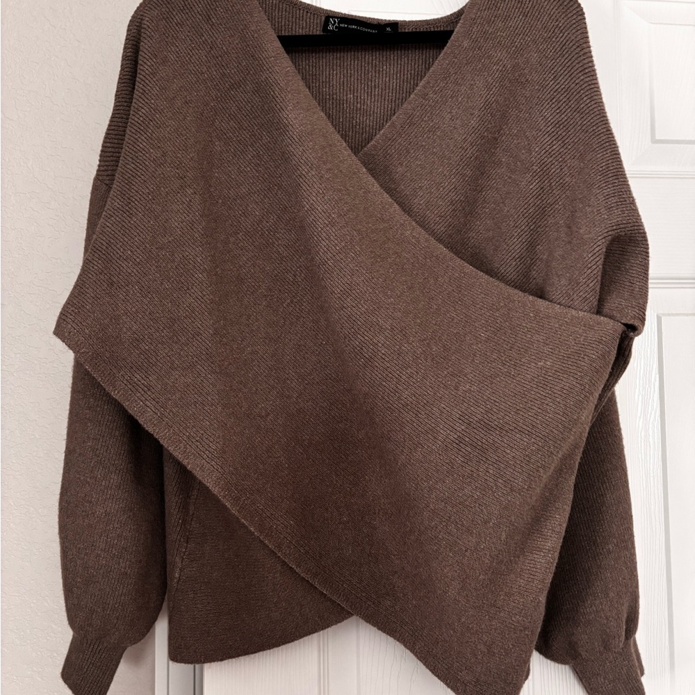 Used! Women’s cozy Wrap Front Brown Sweater